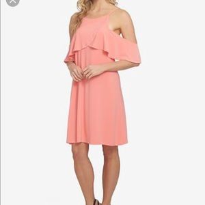 1. State Cold Shoulder Flounce Dress, Small